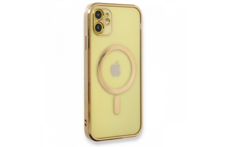 Newface iPhone 11 Kılıf Magneticsafe Lazer Silikon - Gold
