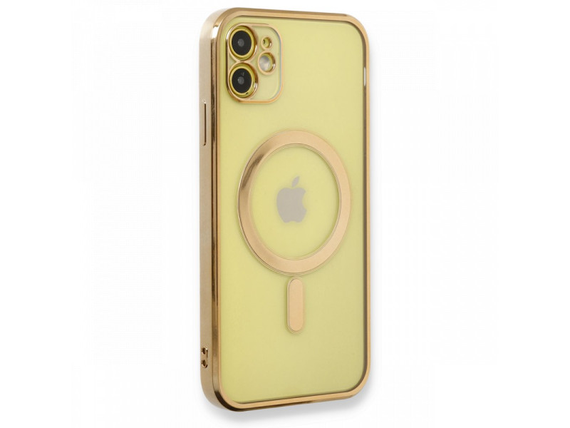 Newface iPhone 11 Kılıf Magneticsafe Lazer Silikon - Gold