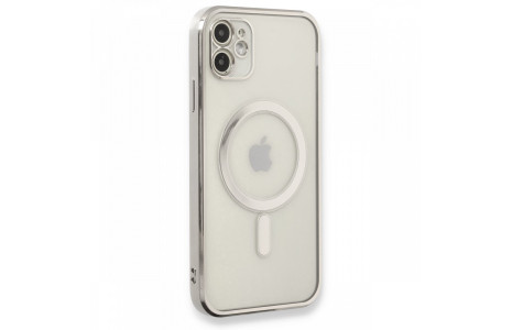Newface iPhone 11 Kılıf Magneticsafe Lazer Silikon - Gümüş