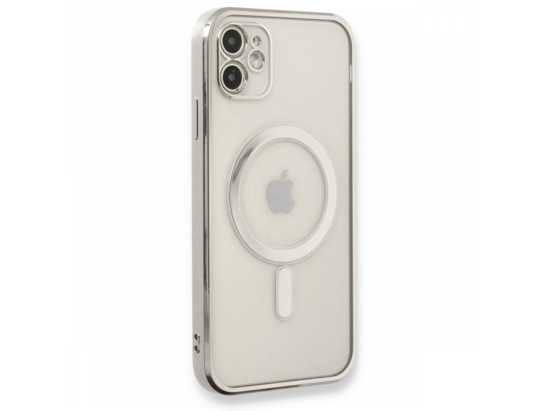Newface iPhone 11 Kılıf Magneticsafe Lazer Silikon - Gümüş