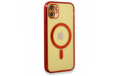 Newface iPhone 11 Kılıf Magneticsafe Lazer Silikon - Kırmızı