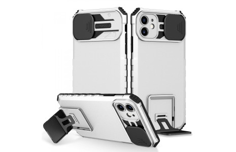 Newface iPhone 11 Kılıf Walker Standlı Kapak - Beyaz