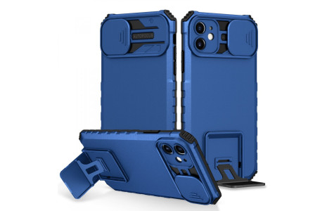 Newface iPhone 11 Kılıf Walker Standlı Kapak - Mavi