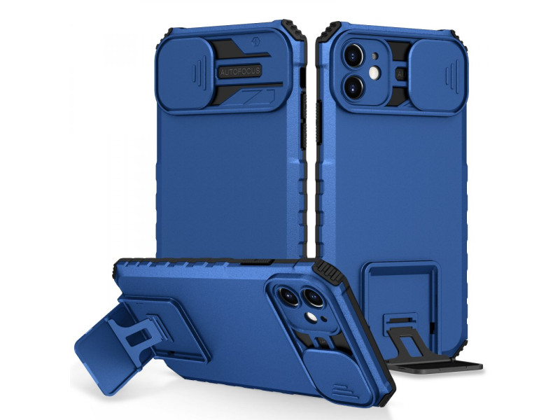 Newface iPhone 11 Kılıf Walker Standlı Kapak - Mavi