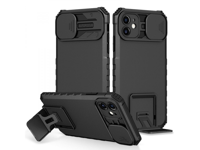 Newface iPhone 11 Kılıf Walker Standlı Kapak - Siyah