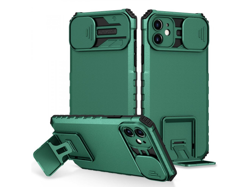 Newface iPhone 11 Kılıf Walker Standlı Kapak - Yeşil