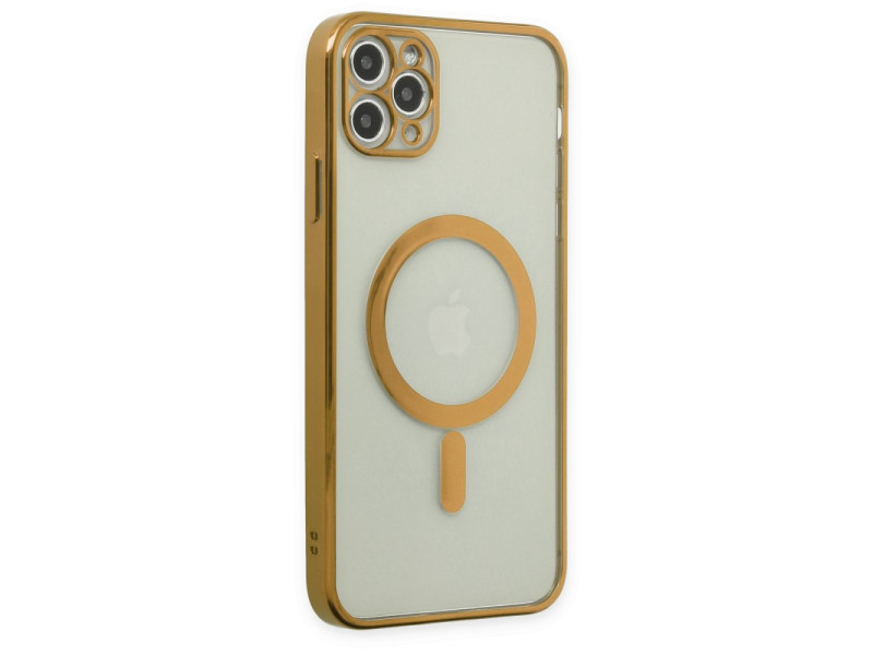 Newface iPhone 11 Pro Kılıf Magneticsafe Lazer Silikon - Gold