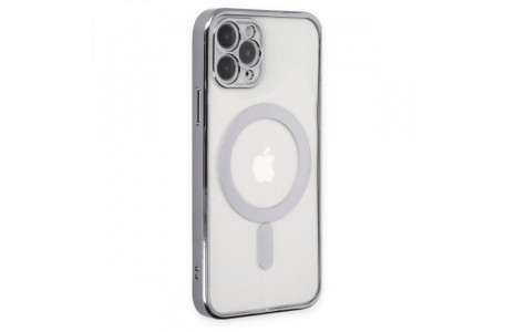 Newface iPhone 11 Pro Kılıf Magneticsafe Lazer Silikon - Gümüş