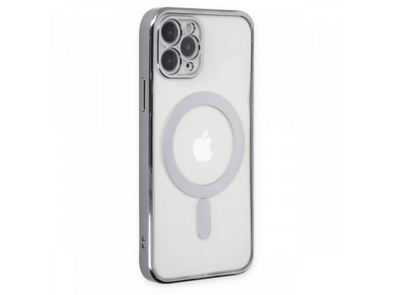 Newface iPhone 11 Pro Kılıf Magneticsafe Lazer Silikon - Gümüş