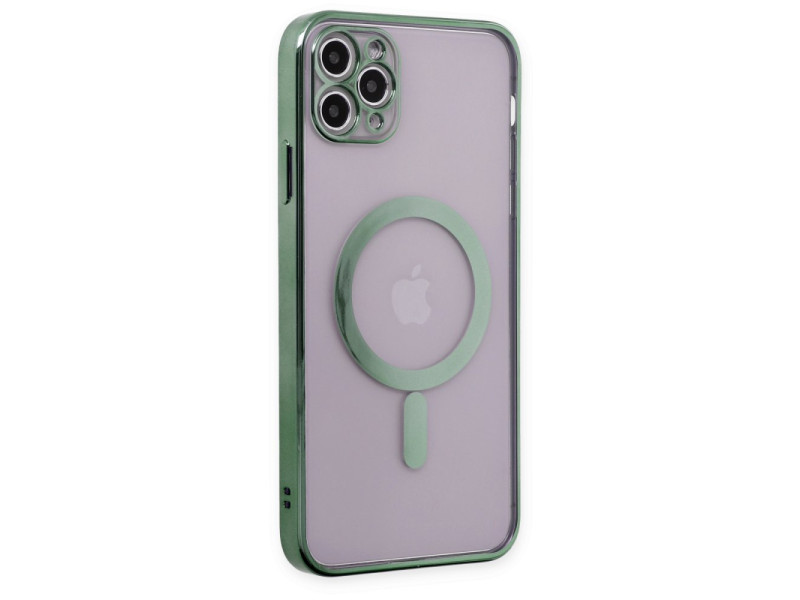 Newface iPhone 11 Pro Kılıf Magneticsafe Lazer Silikon - Haki Yeşil