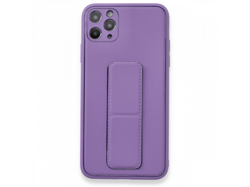 Newface iPhone 11 Pro Max Kılıf Coco Deri Standlı Kapak - Koyu Lila