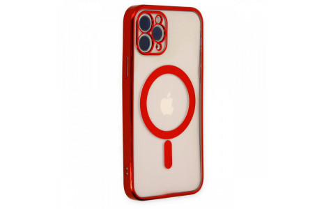 Newface iPhone 11 Pro Max Kılıf Magneticsafe Lazer Silikon - Kırmızı