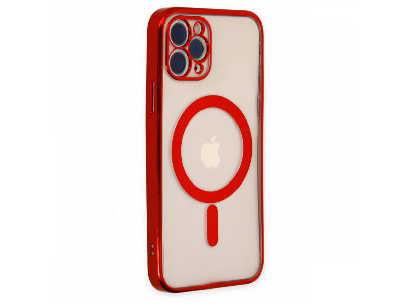 Newface iPhone 11 Pro Max Kılıf Magneticsafe Lazer Silikon - Kırmızı