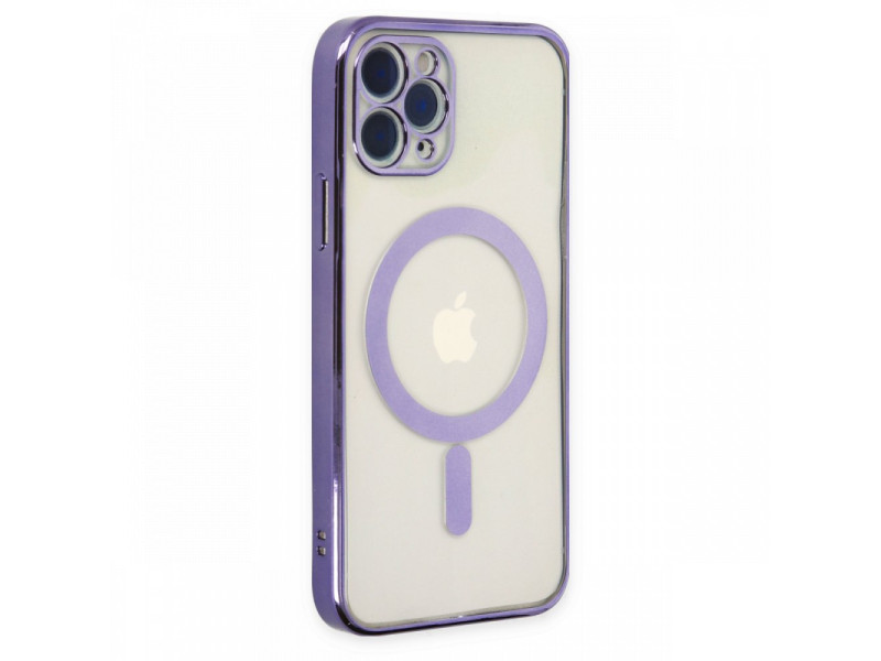 Newface iPhone 11 Pro Max Kılıf Magneticsafe Lazer Silikon - Mor
