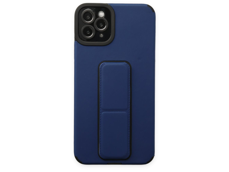 Newface iPhone 11 Pro Max Kılıf Mega Standlı Silikon - Mavi
