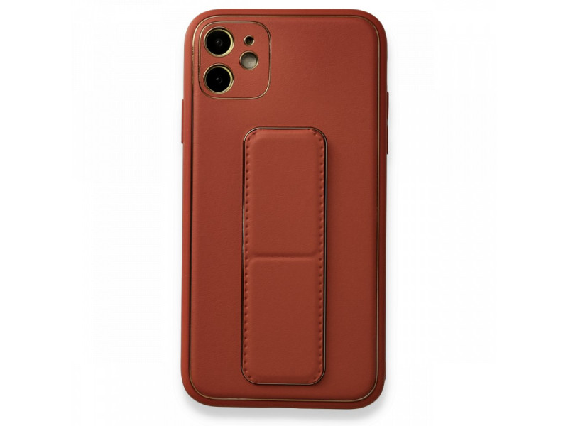 Newface iPhone 12 Kılıf Coco Deri Standlı Kapak - Fuşya