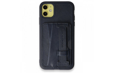 HDD iPhone 12 Kılıf HD Deri Kartvizitli Kapak - Lacivert