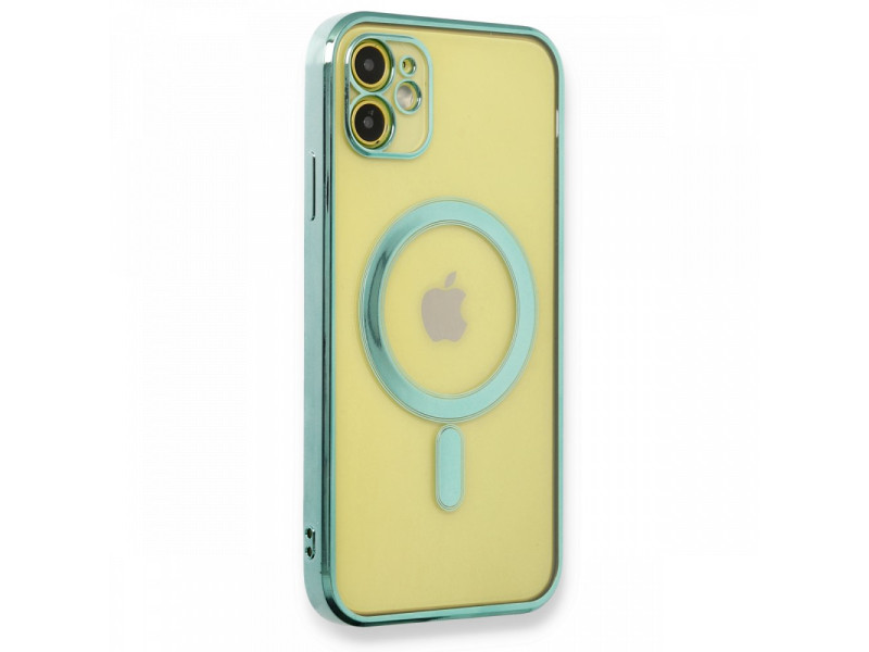 Newface iPhone 12 Kılıf Magneticsafe Lazer Silikon - Haki Yeşil
