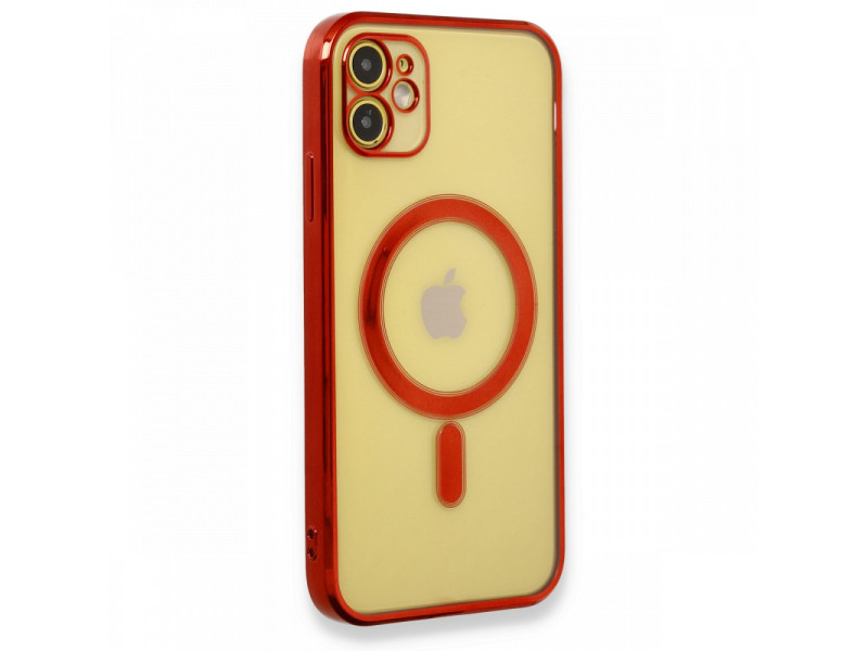 Newface iPhone 12 Kılıf Magneticsafe Lazer Silikon - Kırmızı