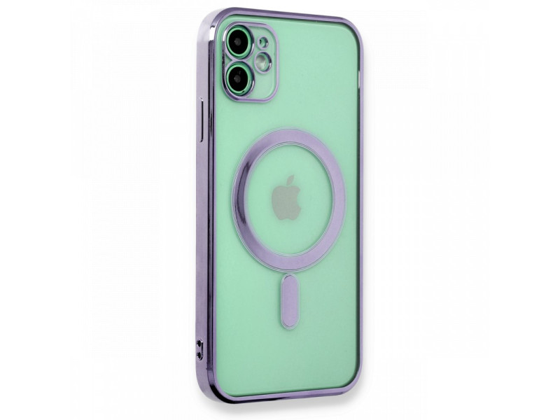 Newface iPhone 12 Kılıf Magneticsafe Lazer Silikon - Mor
