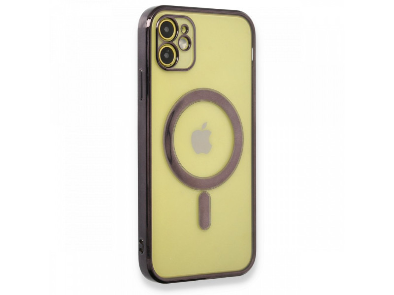 Newface iPhone 12 Kılıf Magneticsafe Lazer Silikon - Siyah