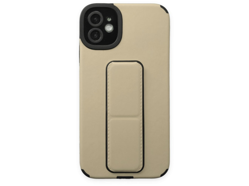 Newface iPhone 12 Kılıf Mega Standlı Silikon - Gold
