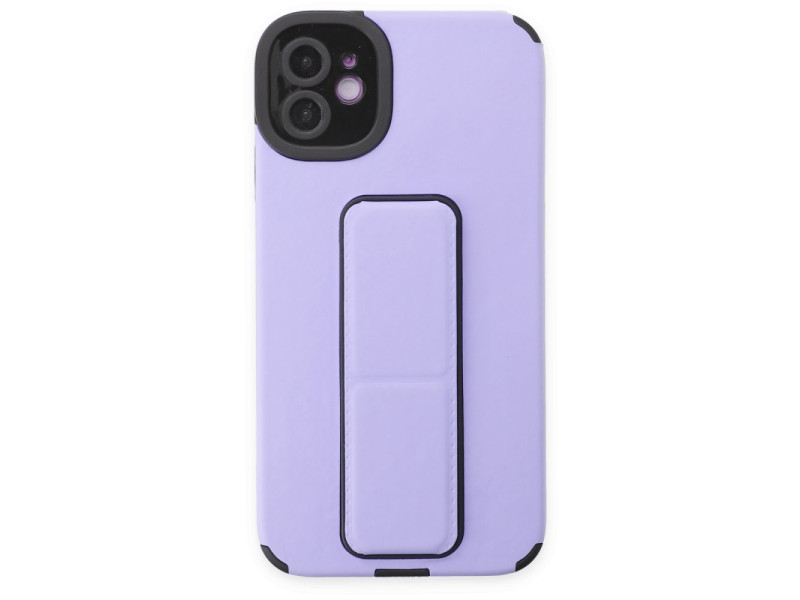 Newface iPhone 12 Kılıf Mega Standlı Silikon - Lila