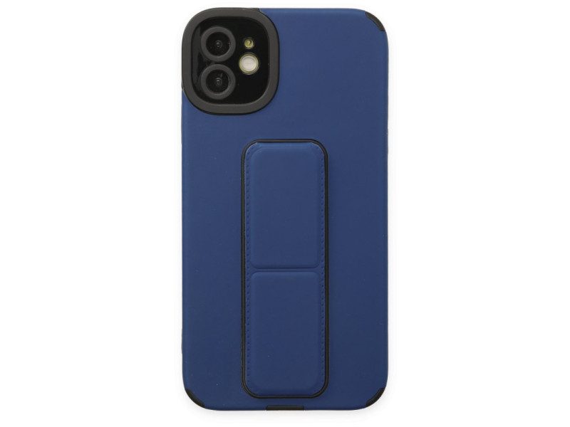 Newface iPhone 12 Kılıf Mega Standlı Silikon - Mavi
