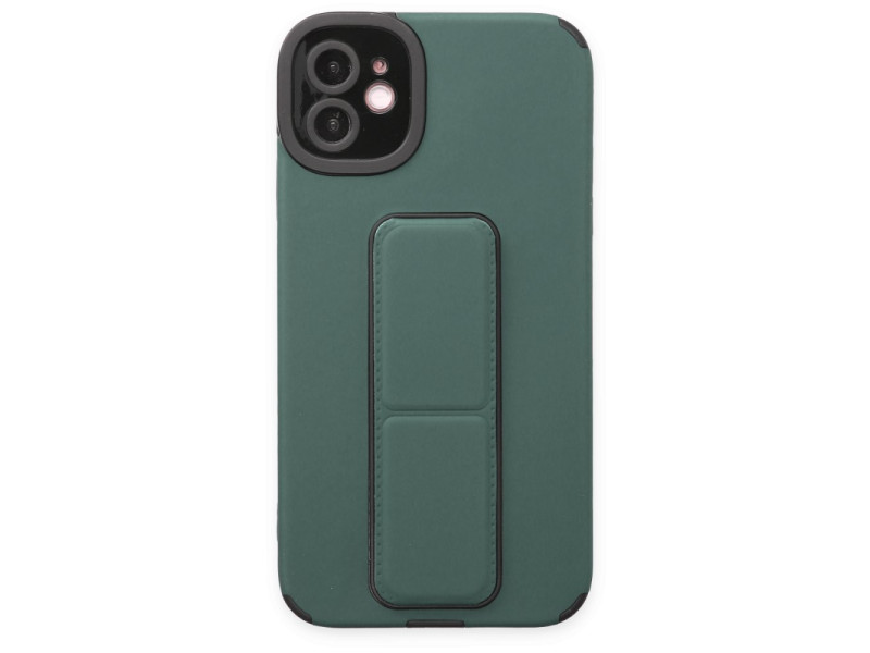 Newface iPhone 12 Kılıf Mega Standlı Silikon - Yeşil