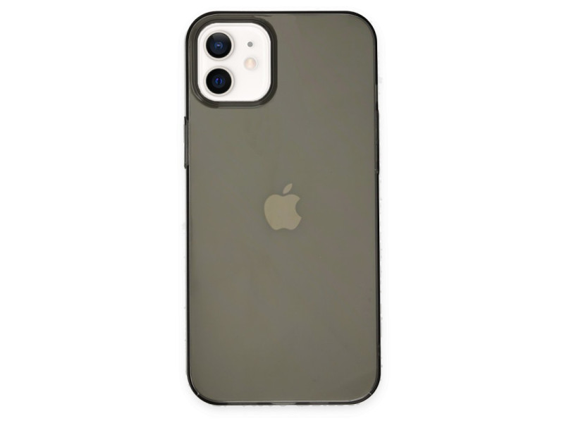 Newface iPhone 12 Kılıf Pc Sert Şeffaf Kapak - Siyah