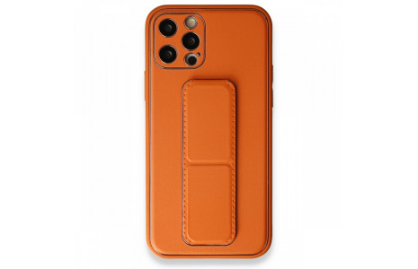 Newface iPhone 12 Pro Kılıf Coco Deri Standlı Kapak - Turuncu