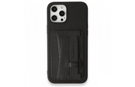 HDD iPhone 12 Pro Kılıf HD Deri Kartvizitli Kapak - Siyah