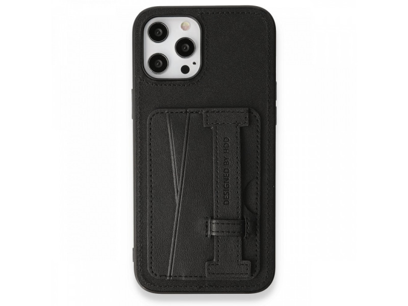 HDD iPhone 12 Pro Kılıf HD Deri Kartvizitli Kapak - Siyah