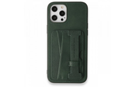 HDD iPhone 12 Pro Kılıf HD Deri Kartvizitli Kapak - Yeşil