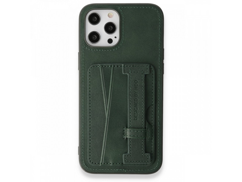 HDD iPhone 12 Pro Kılıf HD Deri Kartvizitli Kapak - Yeşil