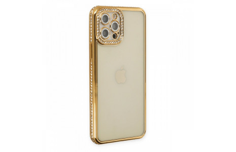 Newface iPhone 12 Pro Kılıf Joke Taşlı Silikon - Gold