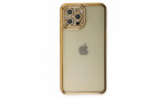 Newface iPhone 12 Pro Kılıf Joke Taşlı Silikon - Gold