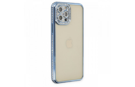 Newface iPhone 12 Pro Kılıf Joke Taşlı Silikon - Mavi
