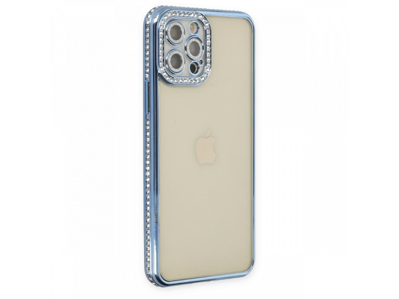 Newface iPhone 12 Pro Kılıf Joke Taşlı Silikon - Mavi