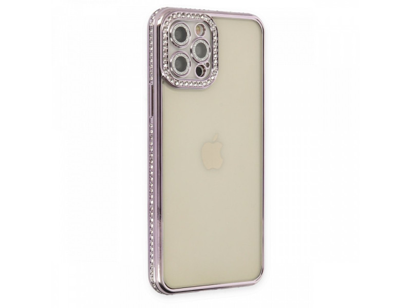 Newface iPhone 12 Pro Kılıf Joke Taşlı Silikon - Mor