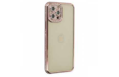 Newface iPhone 12 Pro Kılıf Joke Taşlı Silikon - Pembe