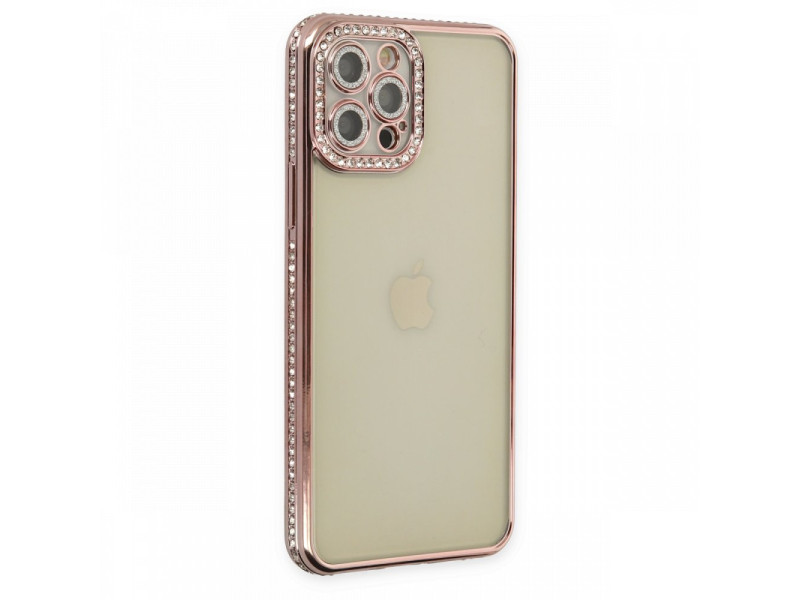 Newface iPhone 12 Pro Kılıf Joke Taşlı Silikon - Pembe