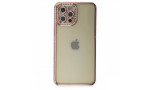 Newface iPhone 12 Pro Kılıf Joke Taşlı Silikon - Pembe