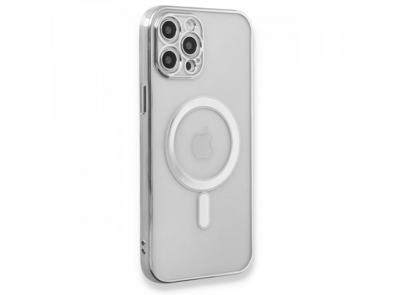 Newface iPhone 12 Pro Kılıf Magneticsafe Lazer Silikon - Gümüş