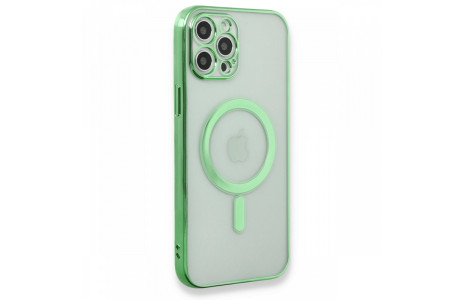 Newface iPhone 12 Pro Kılıf Magneticsafe Lazer Silikon - Haki Yeşil