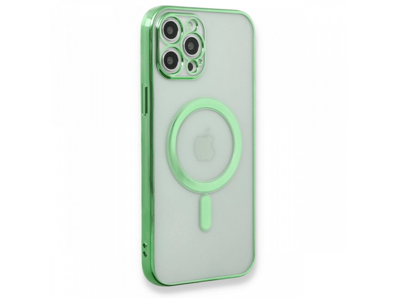 Newface iPhone 12 Pro Kılıf Magneticsafe Lazer Silikon - Haki Yeşil