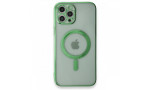Newface iPhone 12 Pro Kılıf Magneticsafe Lazer Silikon - Haki Yeşil