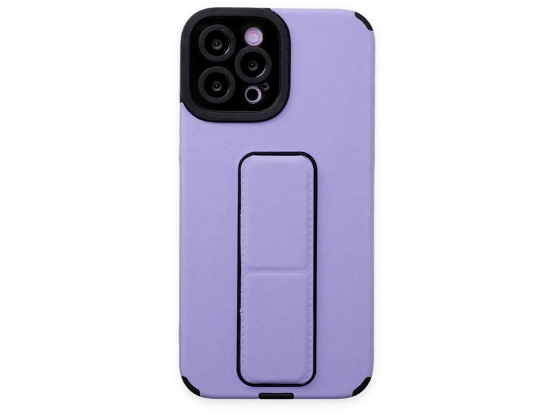 Newface iPhone 12 Pro Kılıf Mega Standlı Silikon - Lila