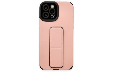 Newface iPhone 12 Pro Kılıf Mega Standlı Silikon - Pudra