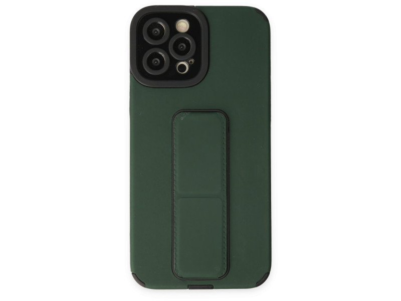 Newface iPhone 12 Pro Kılıf Mega Standlı Silikon - Yeşil